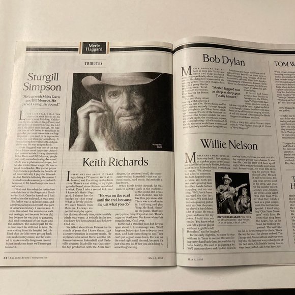 Rolling Stone Magazine MAY 5, 2016 ISSUE #1260 - THE OUTLAW - MERLE HAGGARD - Picture 15 of 16